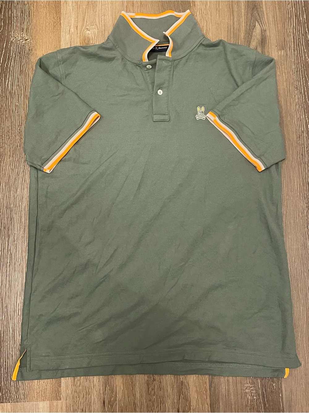 Psycho Bunny Olive Green Polo with Yellow-Trim Accents